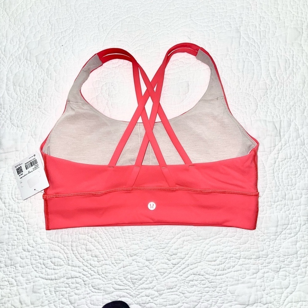 LULULEMON ENERGY LONGLINE BRA ORANGE RED COLOR SIZE 10 COLOR CODE “PPNC” NWT - Picture 3 of 8